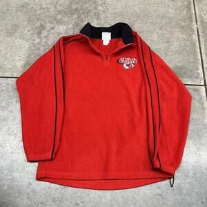 vintage kansas city chiefs red quarter zip fleece jacket size medium NO ZIPPER